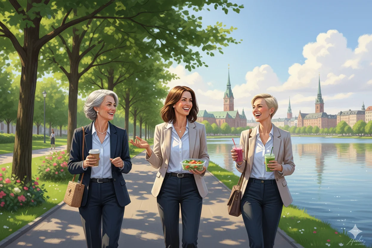Menschen beim Lunch-Walk